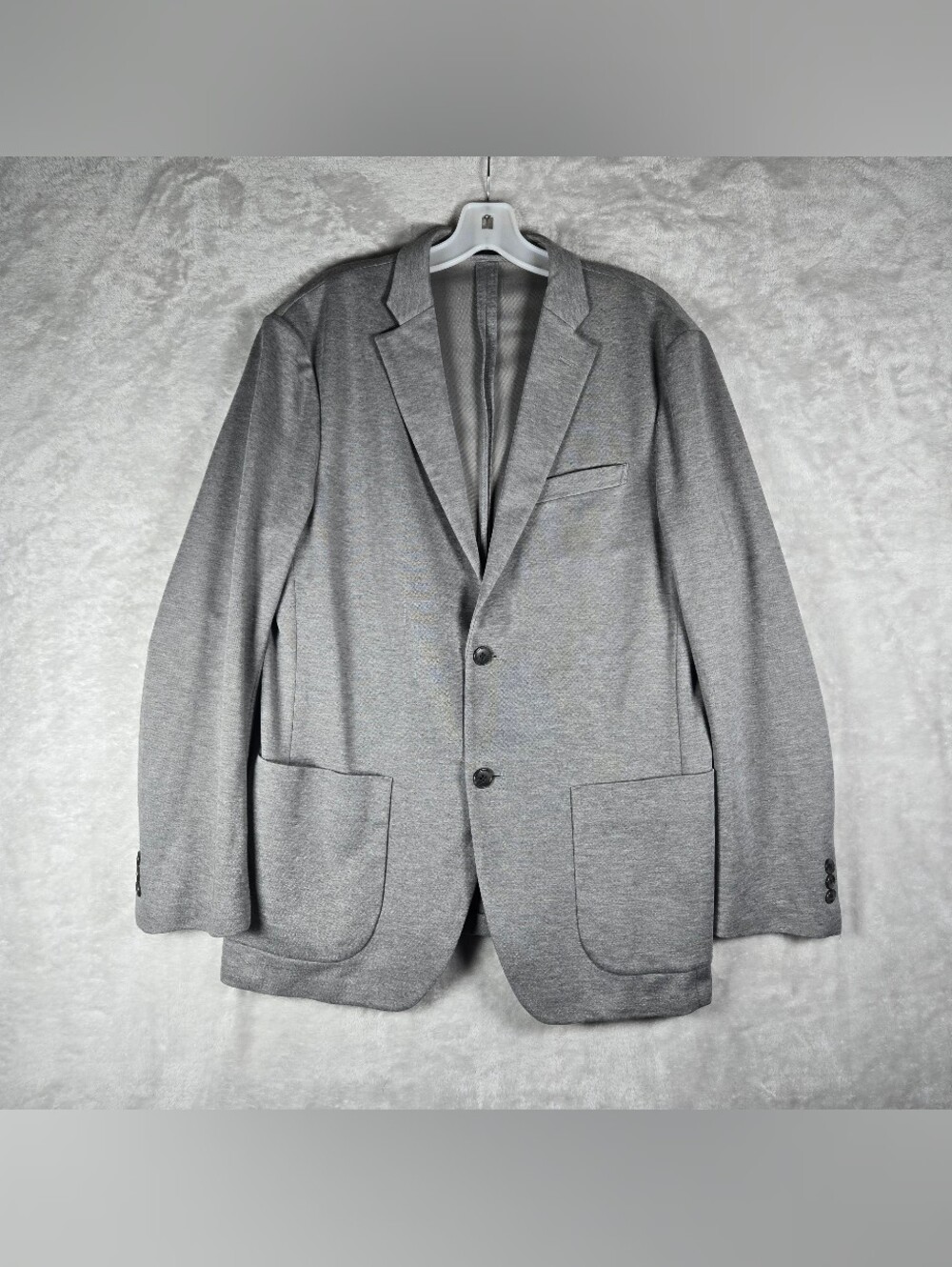 Uniqlo Unstructured Comfort Blazer Men Size XL Slim Grey Jacket Patch Pockets